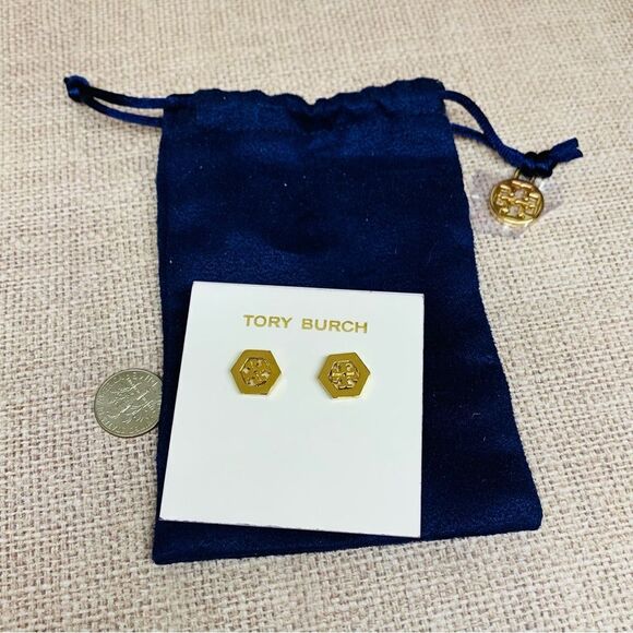 Tory Burch Logo Gold Post Earrings - Picture 1 of 2